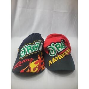 Lot Of 2 O'Reilly Auto Parts Motorsports Racing NASCAR Strapback Hat Cap